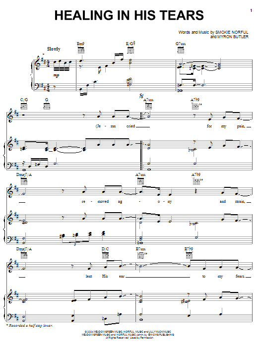 Download Smokie Norful Healing In His Tears Sheet Music and learn how to play Piano, Vocal & Guitar (Right-Hand Melody) PDF digital score in minutes