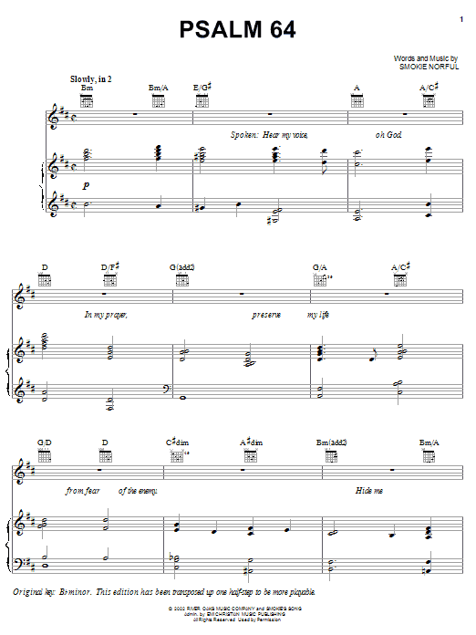 Download Smokie Norful Psalm 64 Sheet Music and learn how to play Piano, Vocal & Guitar (Right-Hand Melody) PDF digital score in minutes