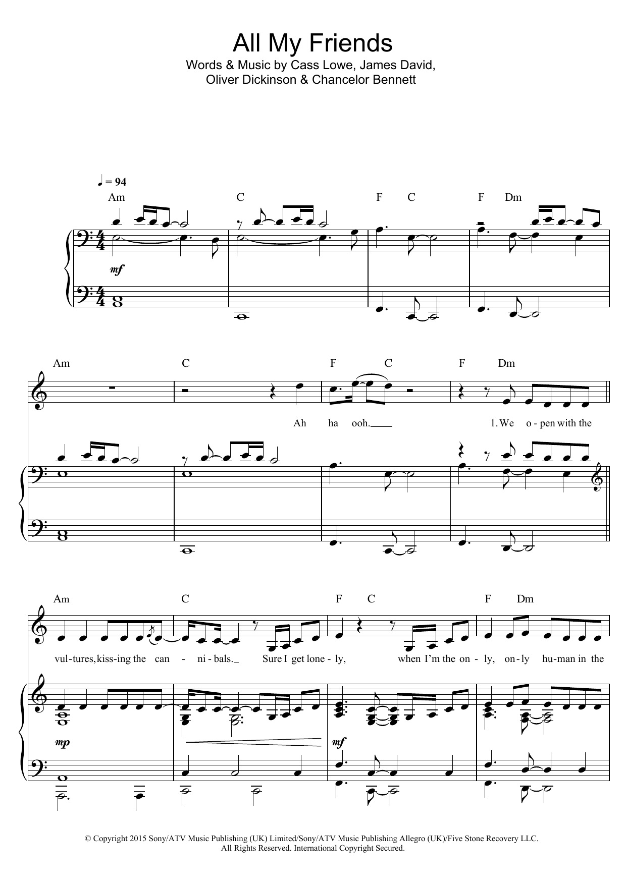 Download Snakehips All My Friends (feat. Tinashe & Chance The Rapper) Sheet Music and learn how to play Piano & Vocal PDF digital score in minutes
