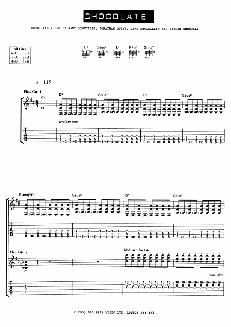 Download Snow Patrol Chocolate Sheet Music and learn how to play Lyrics & Chords PDF digital score in minutes