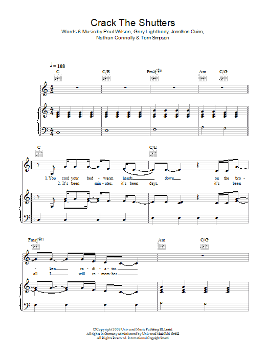 Download Snow Patrol Crack The Shutters Sheet Music and learn how to play Guitar Tab PDF digital score in minutes