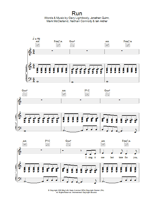 Download Snow Patrol Run Sheet Music and learn how to play Ukulele Lyrics & Chords PDF digital score in minutes
