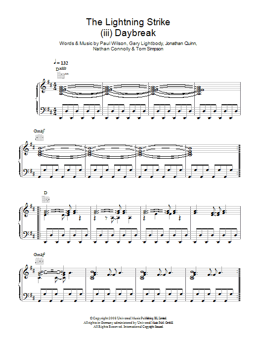 Download Snow Patrol The Lightning Strike (iii. Daybreak) Sheet Music and learn how to play Piano, Vocal & Guitar (Right-Hand Melody) PDF digital score in minutes
