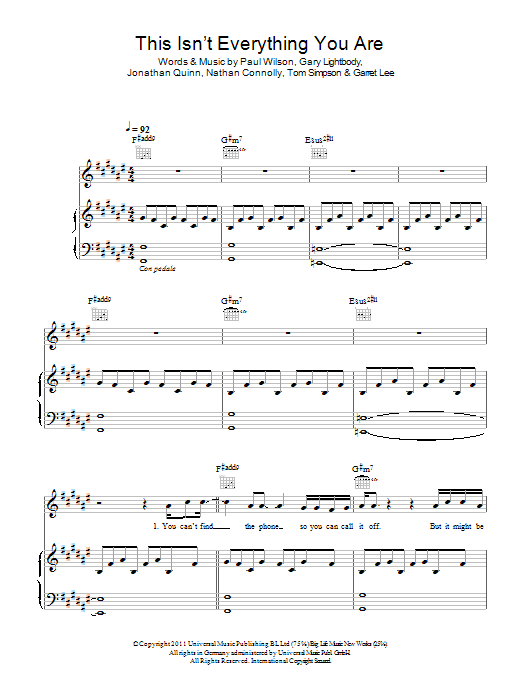 Download Snow Patrol This Isn't Everything You Are Sheet Music and learn how to play Piano, Vocal & Guitar (Right-Hand Melody) PDF digital score in minutes