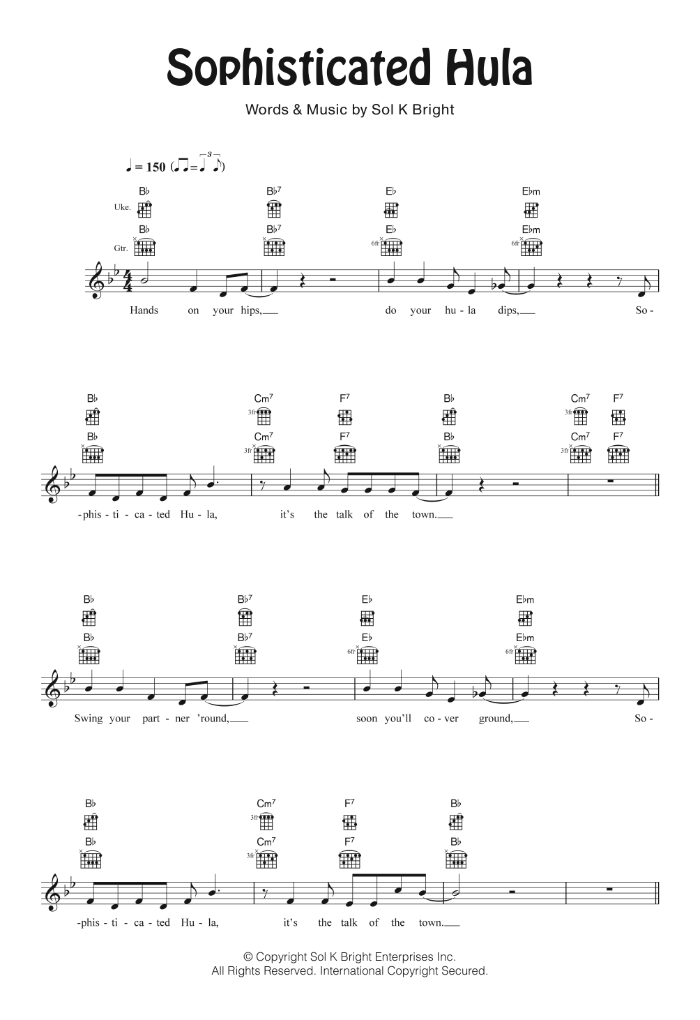 Download Sol K. Bright Sophisticated Hula Sheet Music and learn how to play Ukulele PDF digital score in minutes