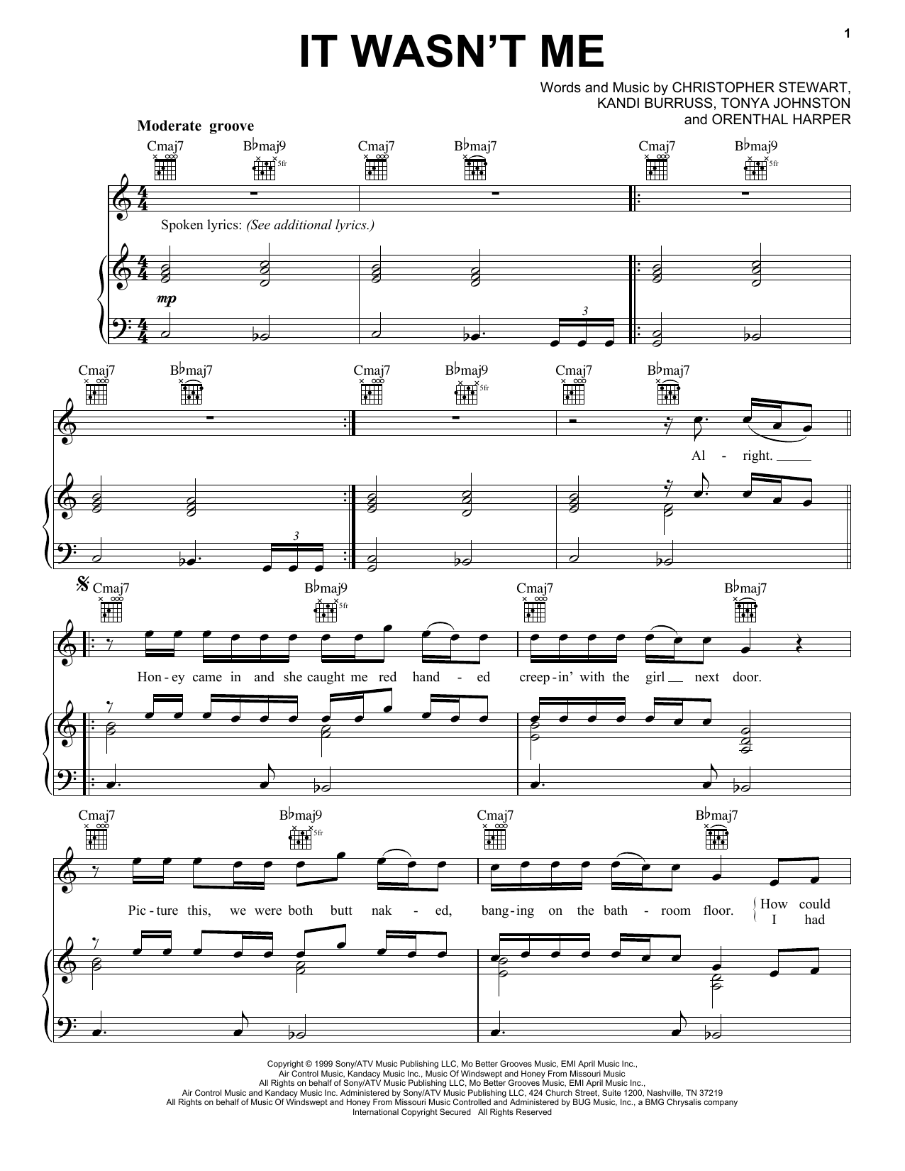Download Solé It Wasn't Me Sheet Music and learn how to play Piano, Vocal & Guitar (Right-Hand Melody) PDF digital score in minutes