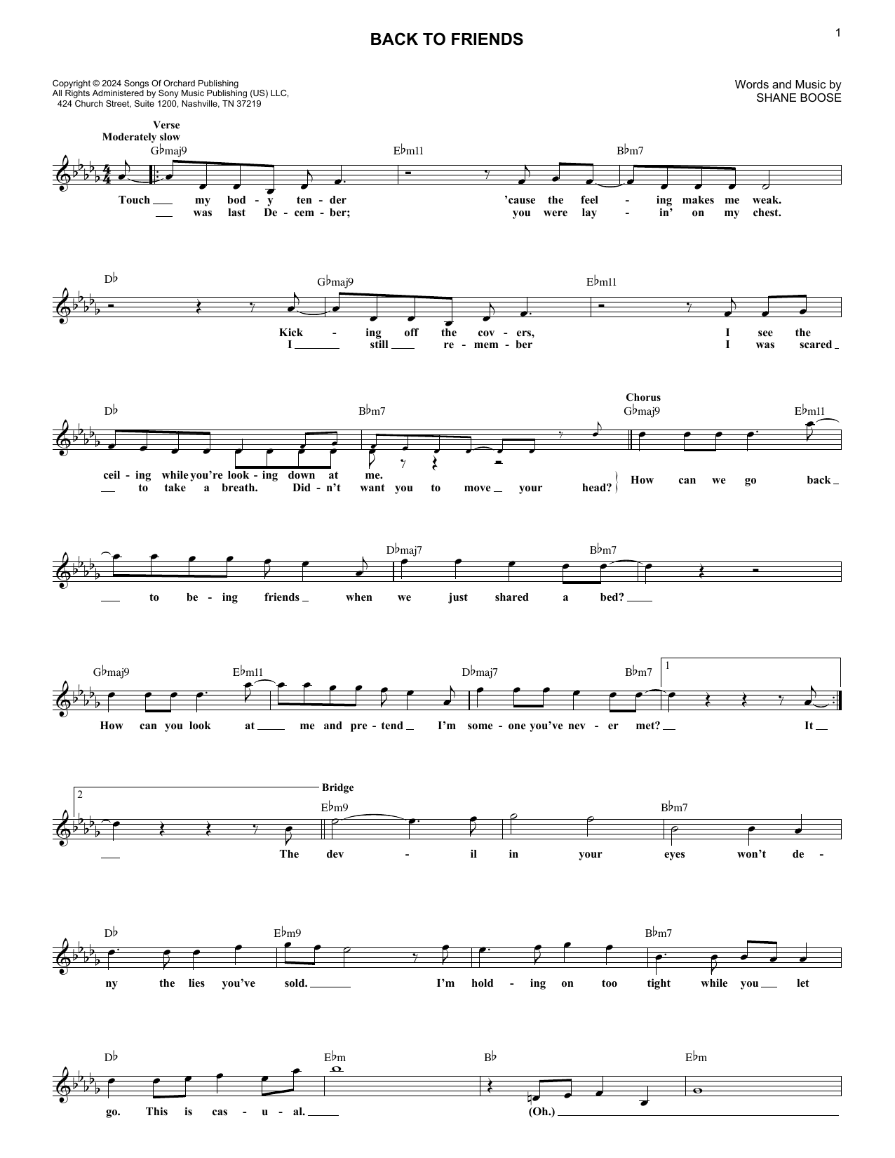 Download sombr Back To Friends Sheet Music and learn how to play Lead Sheet / Fake Book PDF digital score in minutes
