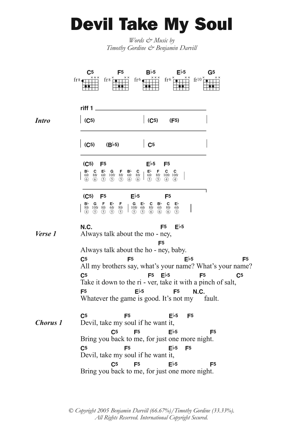 Download Son Of Dave Devil Take My Soul Sheet Music and learn how to play Lyrics & Chords PDF digital score in minutes