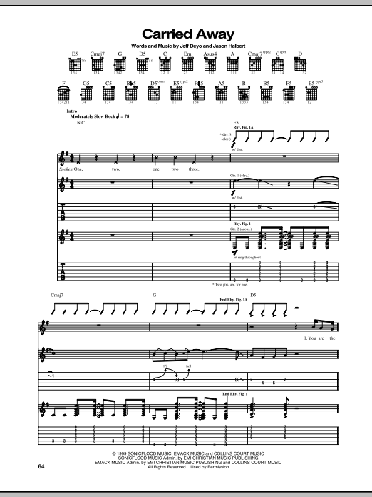 Download SONICFLOOd Carried Away Sheet Music and learn how to play Guitar Tab PDF digital score in minutes