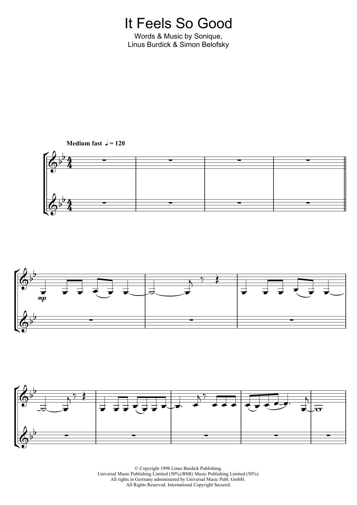 Download Sonique It Feels So Good (Clarinet Duet) Sheet Music and learn how to play Clarinet Duet PDF digital score in minutes