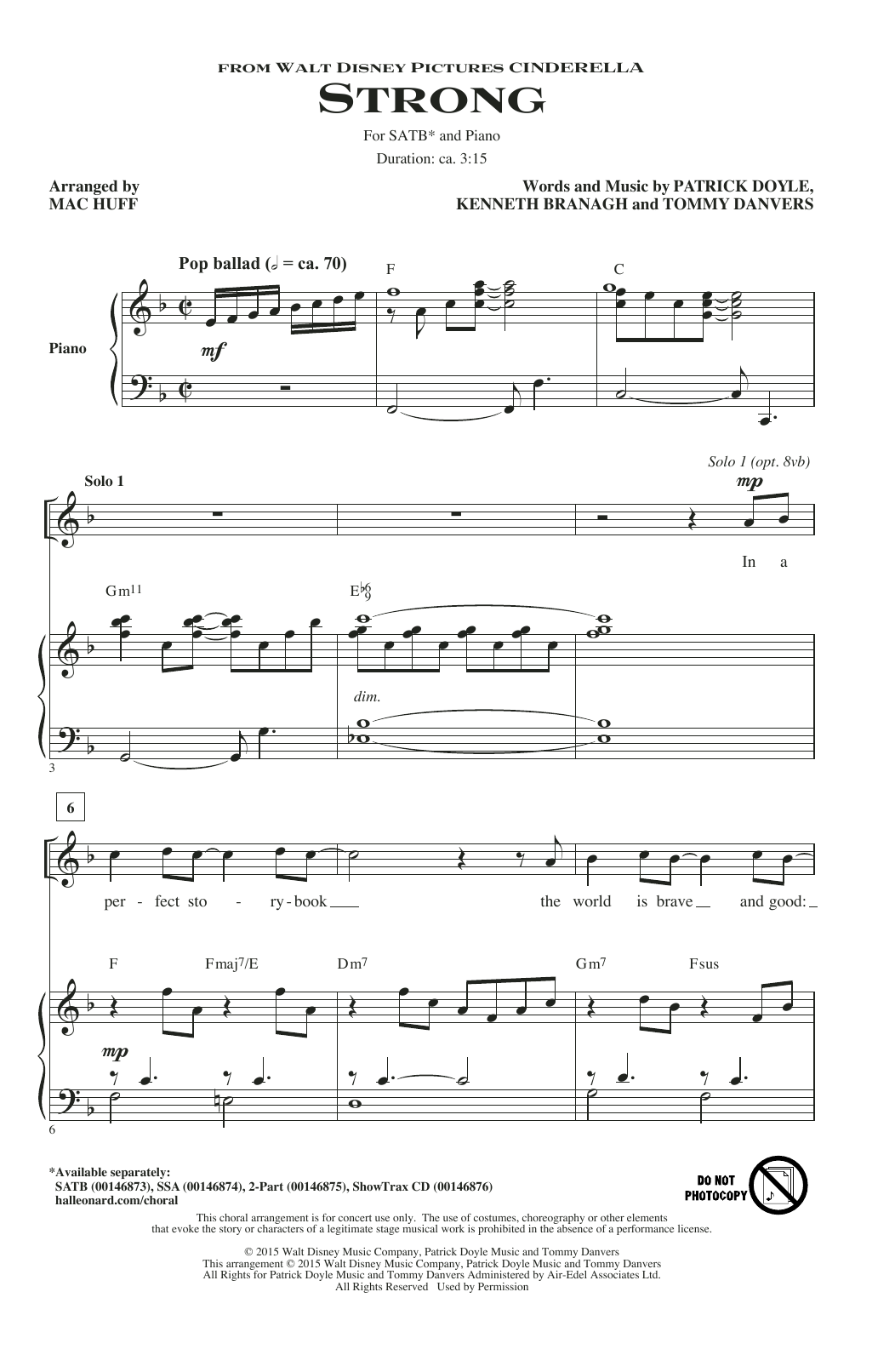 Download Sonna Rele Strong (from Cinderella) (arr. Mac Huff) Sheet Music and learn how to play SSA PDF digital score in minutes