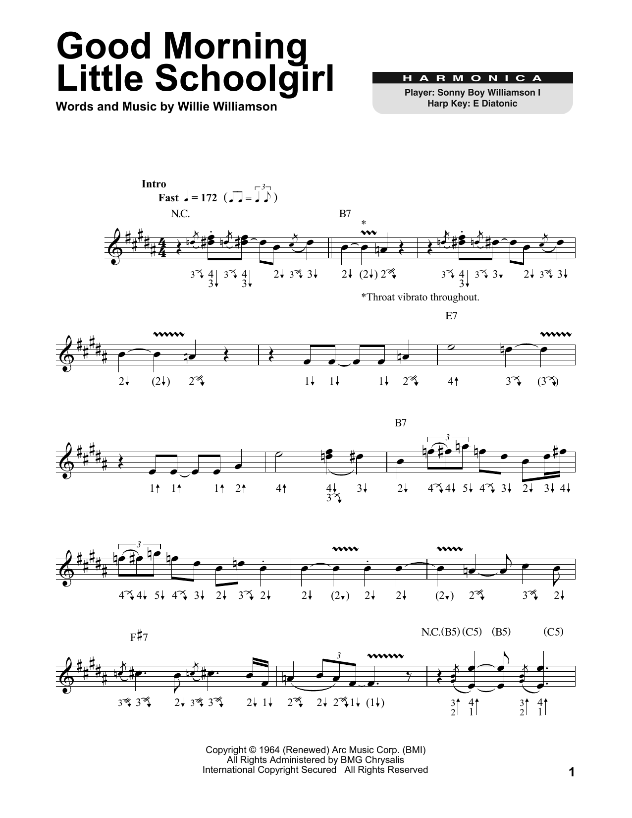 Download Sonny Boy Williamson Good Morning Little Schoolgirl Sheet Music and learn how to play Lyrics & Chords PDF digital score in minutes