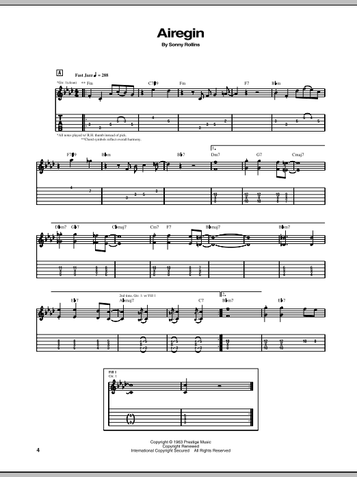 Download Sonny Rollins Airegin Sheet Music and learn how to play Tenor Sax Transcription PDF digital score in minutes