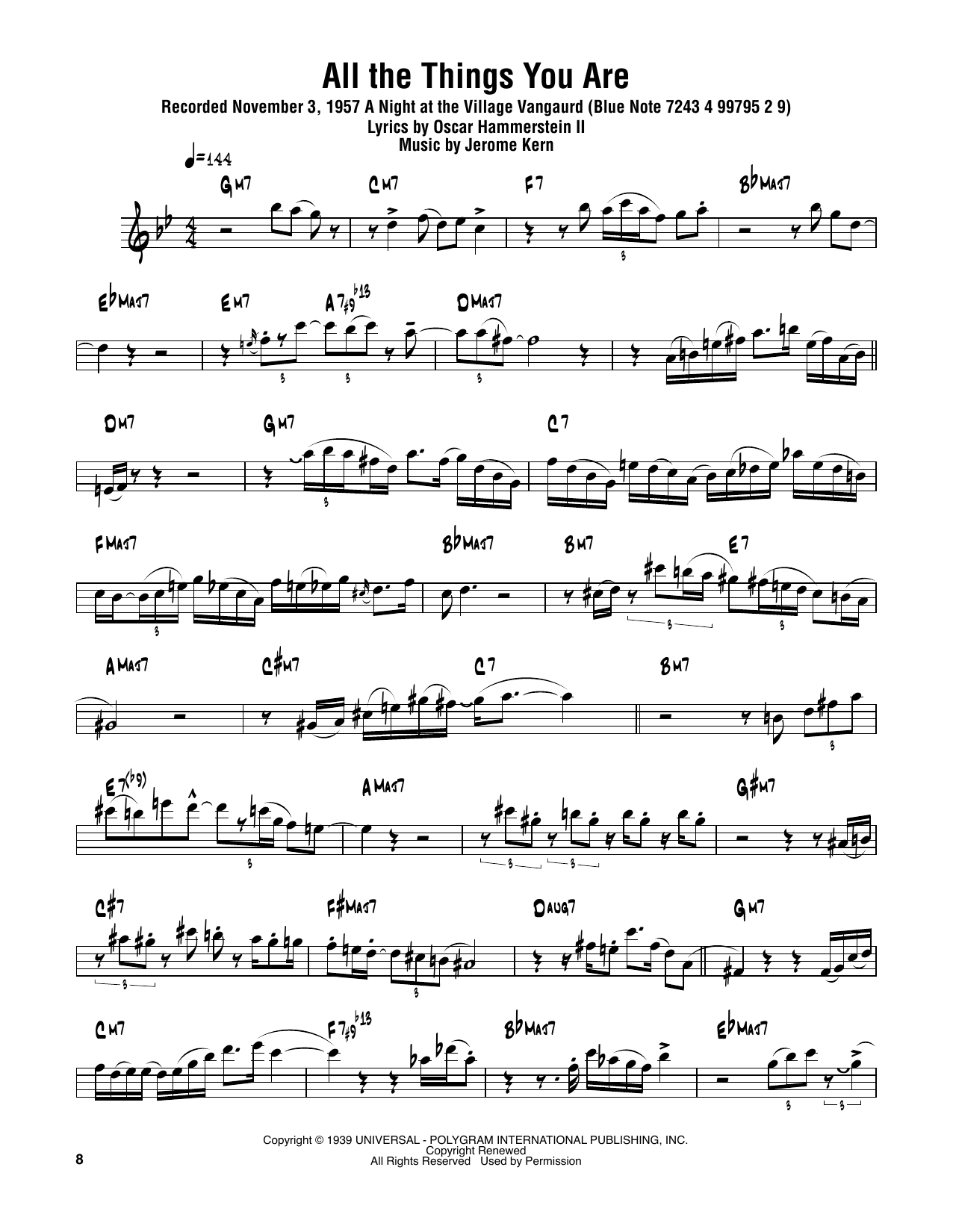 Download Sonny Rollins All The Things You Are Sheet Music and learn how to play Tenor Sax Transcription PDF digital score in minutes
