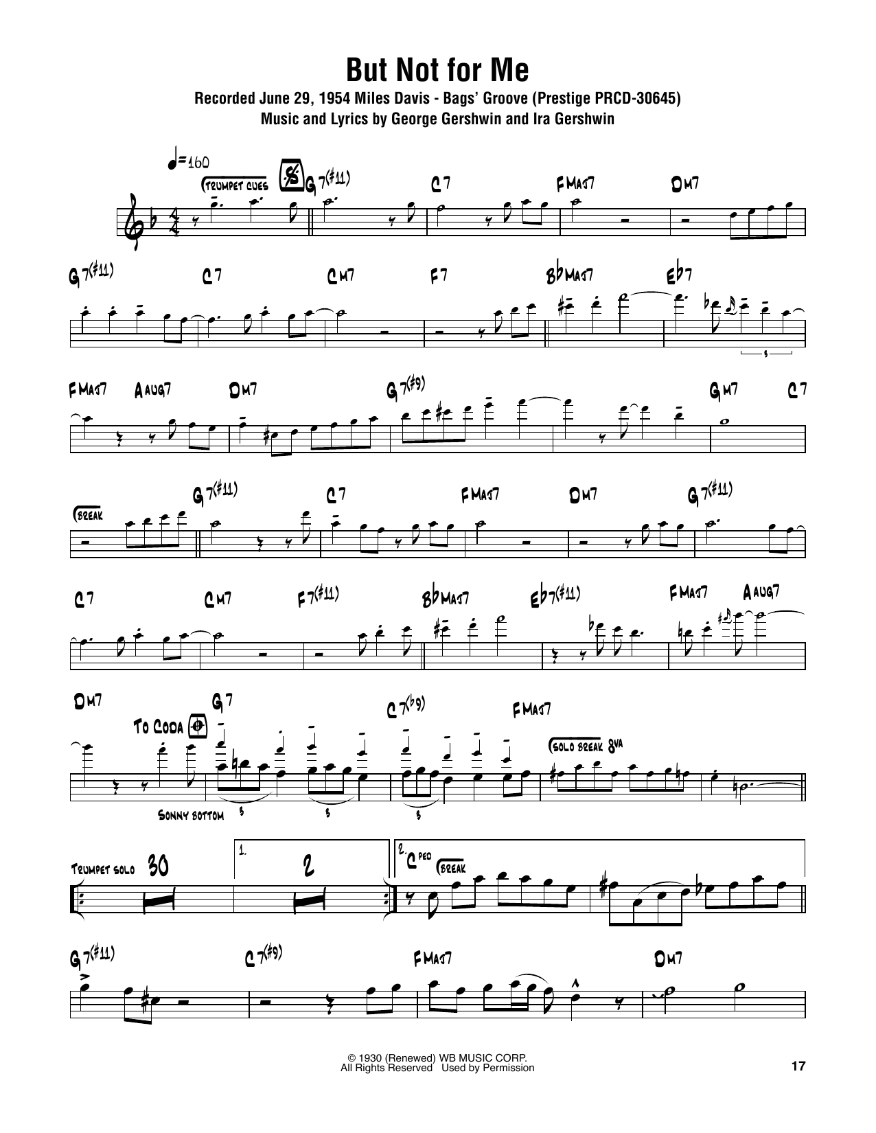 Download Sonny Rollins But Not For Me Sheet Music and learn how to play Tenor Sax Transcription PDF digital score in minutes