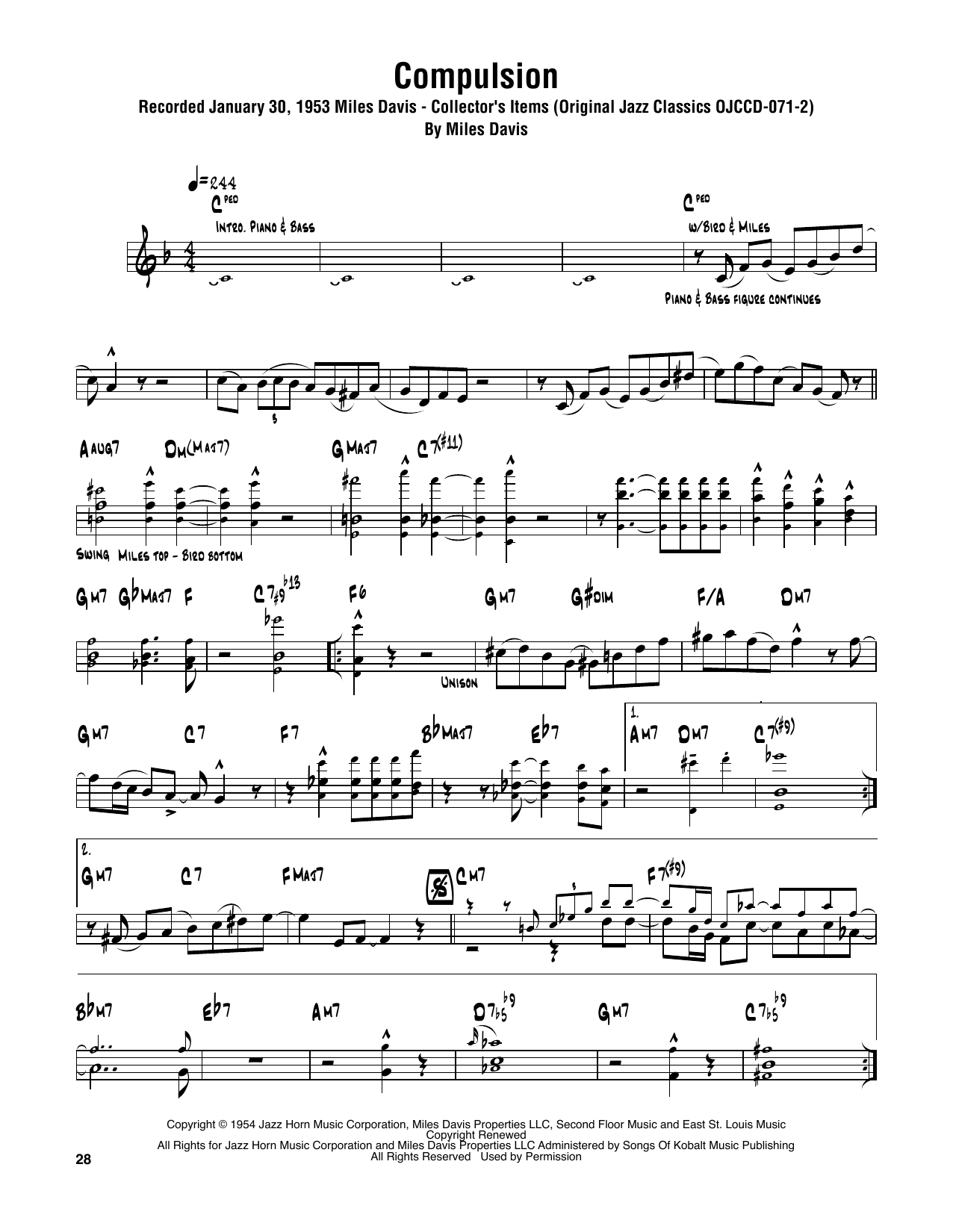 Download Sonny Rollins Compulsion Sheet Music and learn how to play Tenor Sax Transcription PDF digital score in minutes