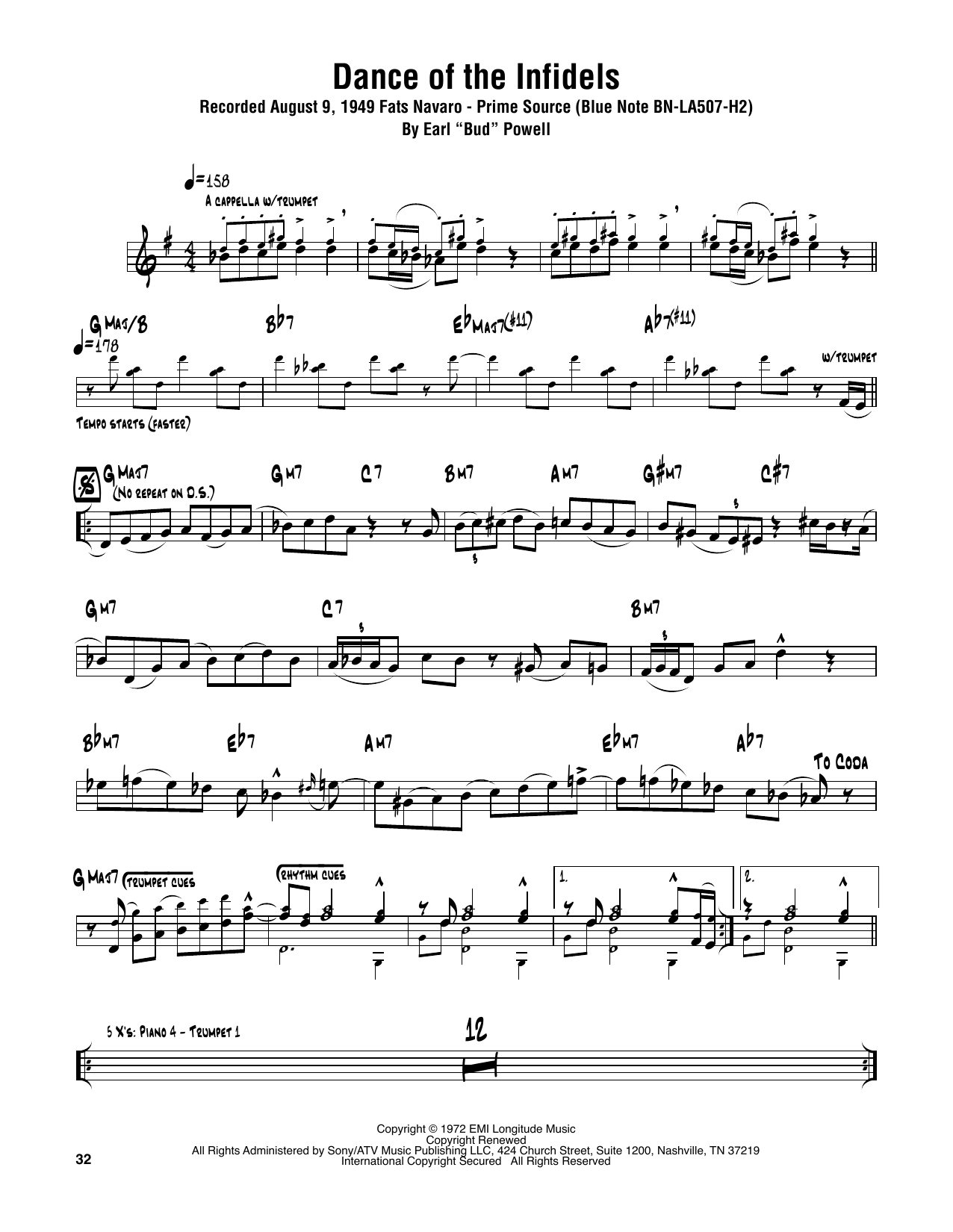 Download Sonny Rollins Dance Of The Infidels Sheet Music and learn how to play Tenor Sax Transcription PDF digital score in minutes