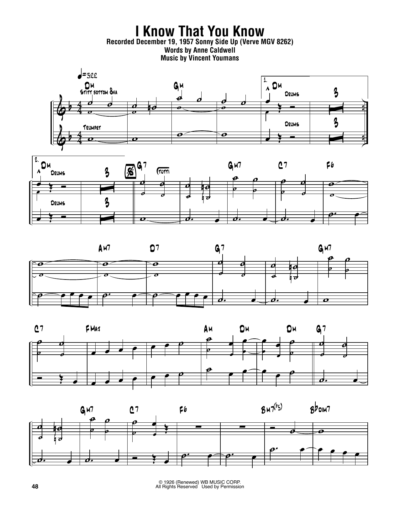 Download Sonny Rollins I Know That You Know Sheet Music and learn how to play Tenor Sax Transcription PDF digital score in minutes