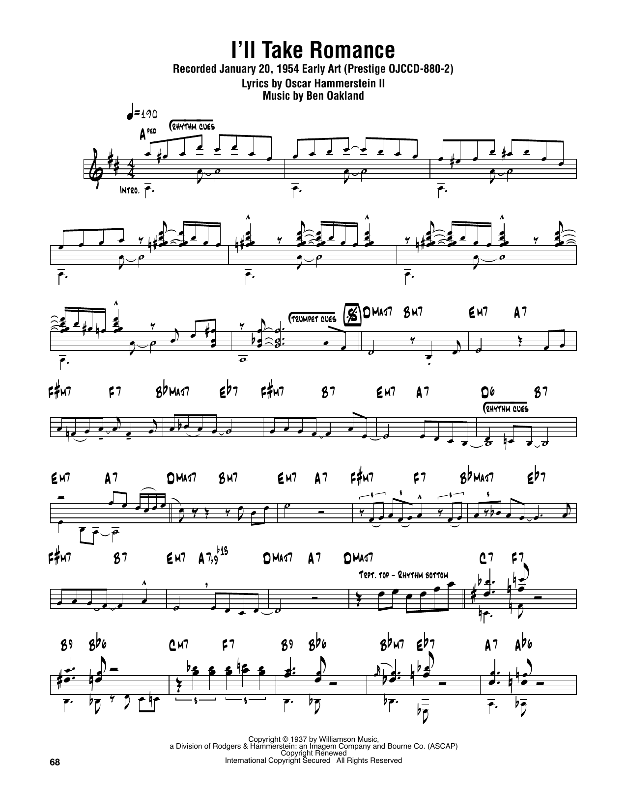 Download Sonny Rollins I'll Take Romance Sheet Music and learn how to play Tenor Sax Transcription PDF digital score in minutes
