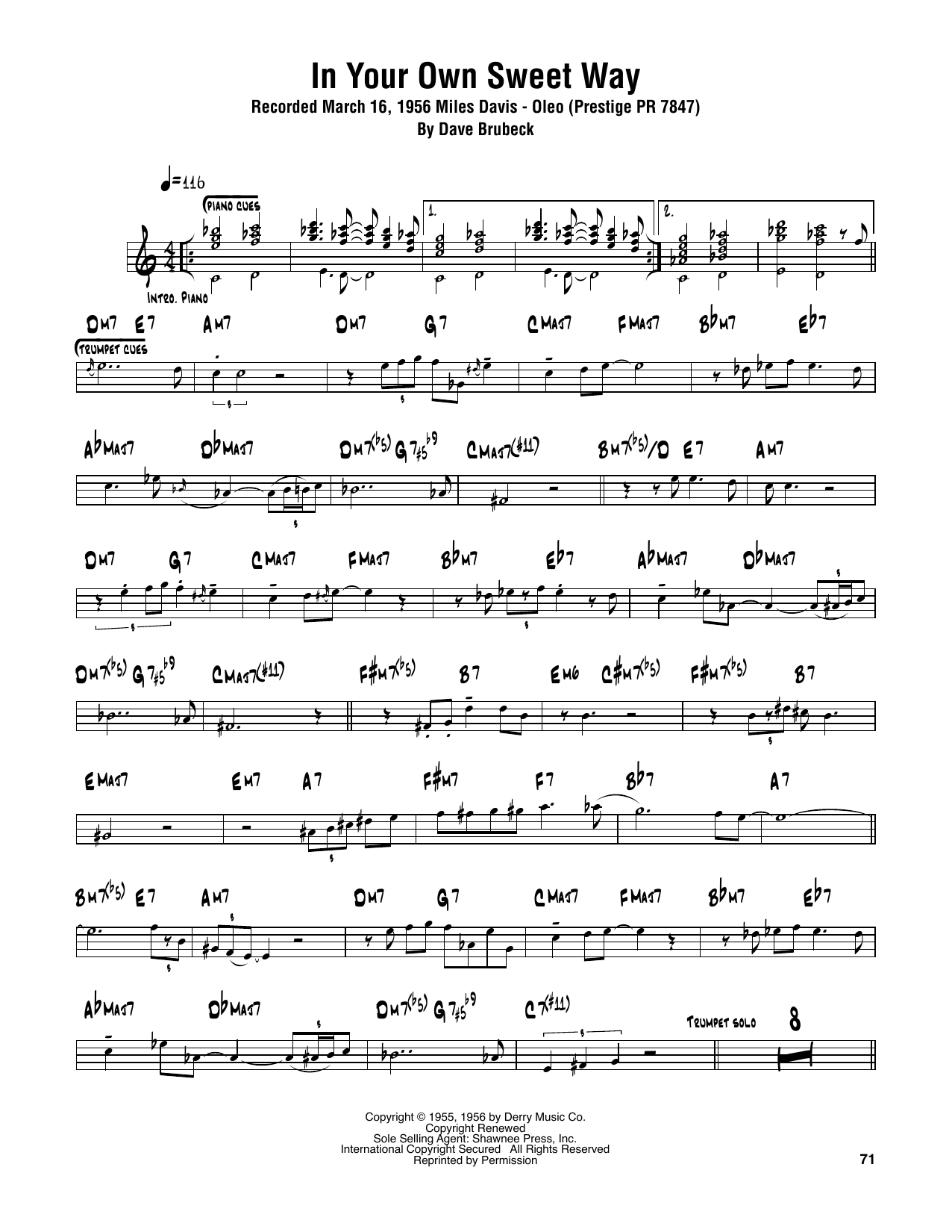 Download Sonny Rollins In Your Own Sweet Way Sheet Music and learn how to play Tenor Sax Transcription PDF digital score in minutes