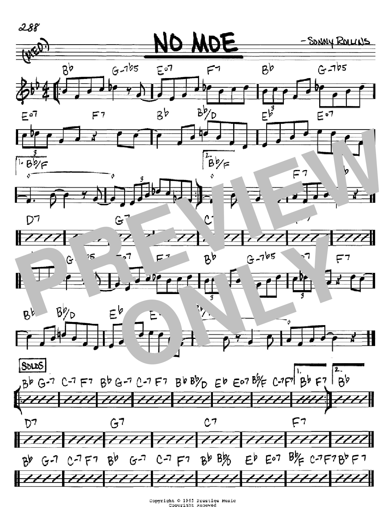 Download Sonny Rollins No Moe Sheet Music and learn how to play Tenor Sax Transcription PDF digital score in minutes