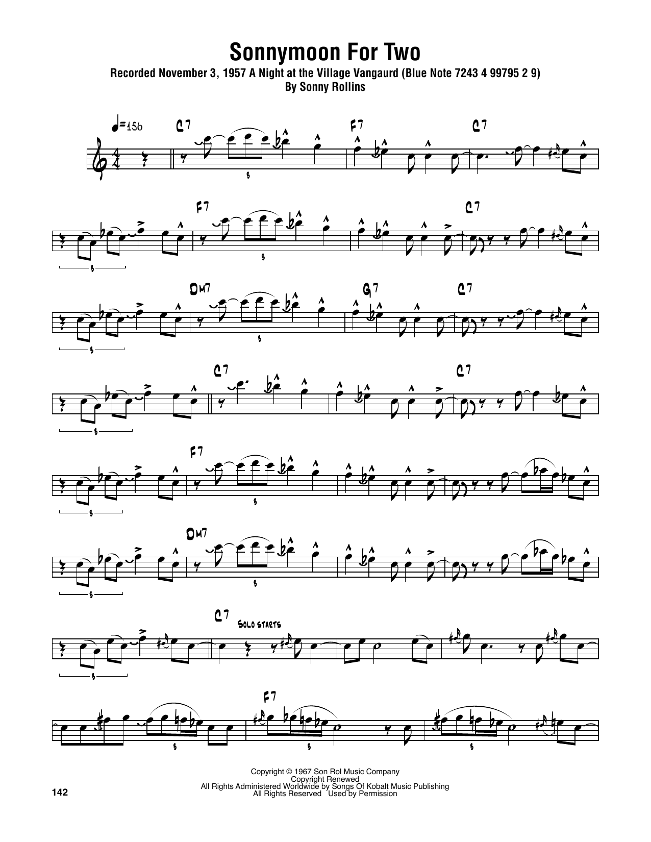 Download Sonny Rollins Sonnymoon For Two Sheet Music and learn how to play Real Book – Melody & Chords PDF digital score in minutes