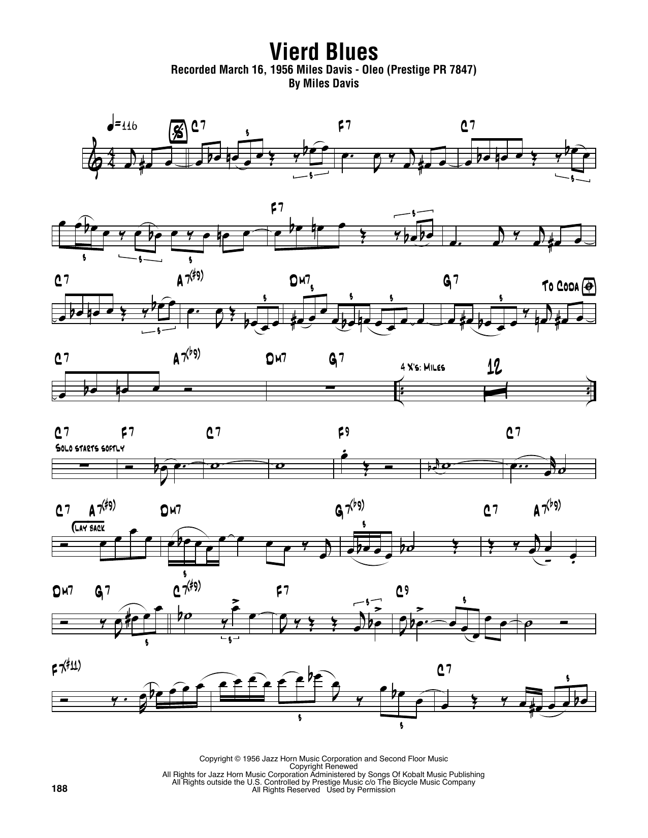 Download Sonny Rollins Vierd Blues Sheet Music and learn how to play Tenor Sax Transcription PDF digital score in minutes