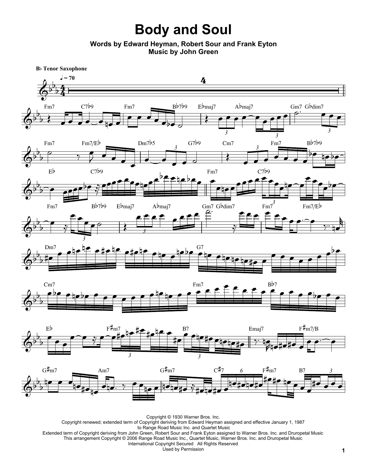 Download Sonny Stitt Body And Soul Sheet Music and learn how to play Tenor Sax Transcription PDF digital score in minutes