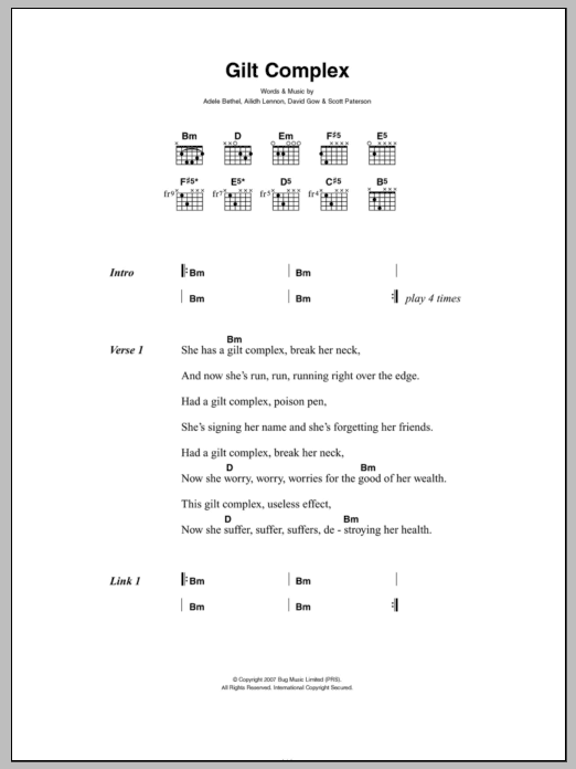 Download Sons And Daughters Gilt Complex Sheet Music and learn how to play Lyrics & Chords PDF digital score in minutes