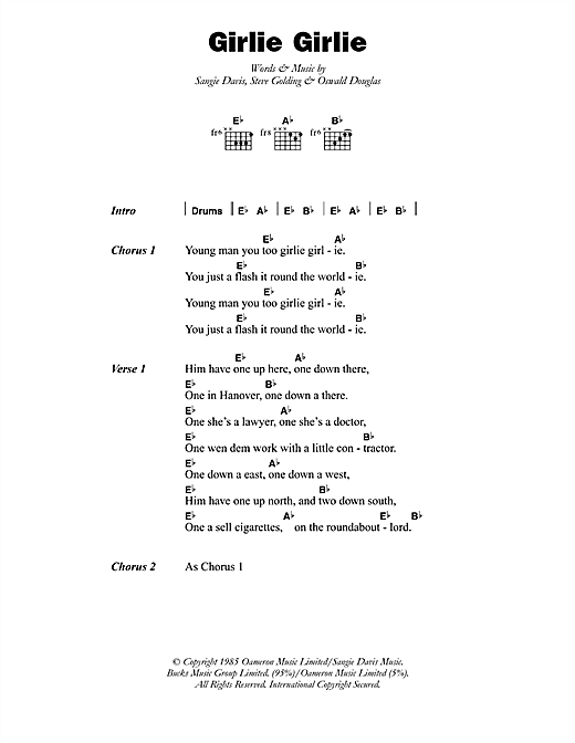 Download Sophia George Girlie Girlie Sheet Music and learn how to play Lyrics & Chords PDF digital score in minutes