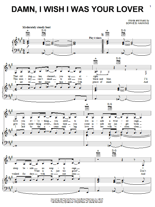 Download Sophie B. Hawkins Damn, I Wish I Was Your Lover Sheet Music and learn how to play Ukulele PDF digital score in minutes