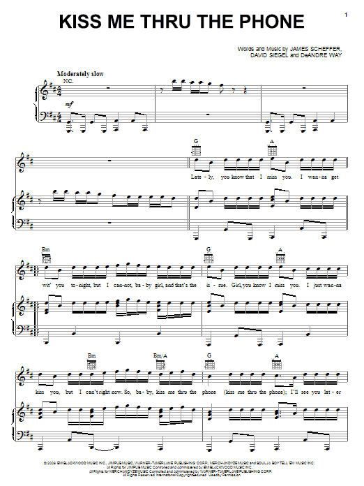Download Soulja Boy Tell 'Em Kiss Me Thru The Phone (feat. Sammie) Sheet Music and learn how to play Piano, Vocal & Guitar (Right-Hand Melody) PDF digital score in minutes