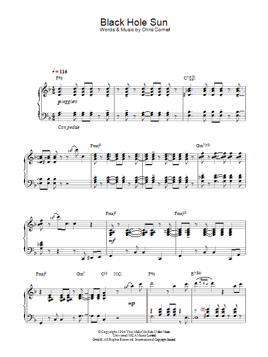 Download Soundgarden Black Hole Sun (jazz version) Sheet Music and learn how to play Piano PDF digital score in minutes
