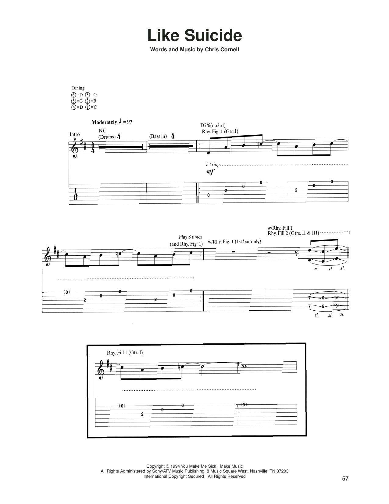 Download Soundgarden Like Suicide Sheet Music and learn how to play Guitar Tab PDF digital score in minutes