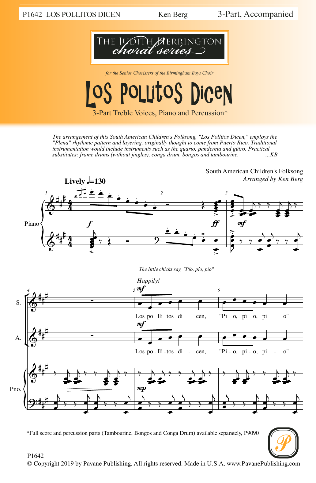 Download South American Children's Folksong Los Pollitos Dicen (Ken Berg) Sheet Music and learn how to play Choir PDF digital score in minutes