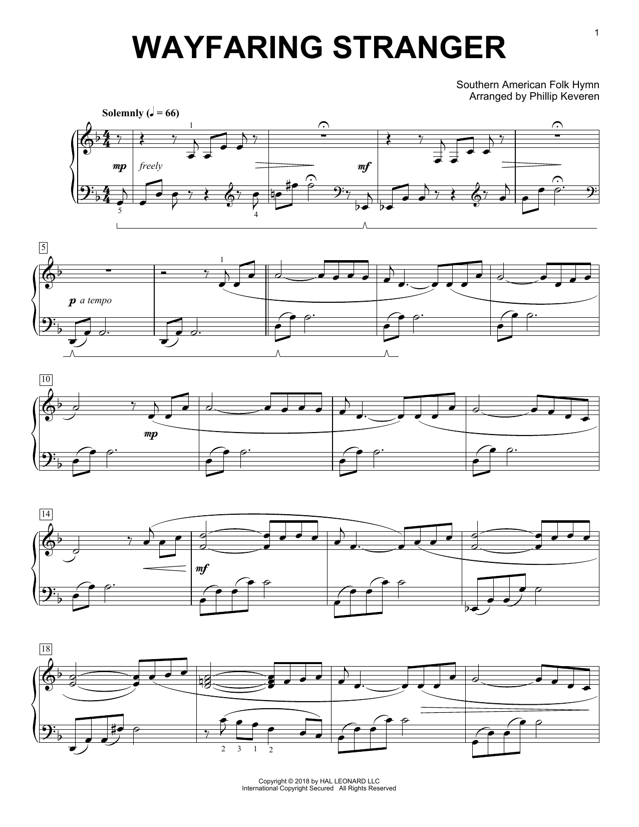 Download Phillip Keveren Wayfaring Stranger Sheet Music and learn how to play Piano PDF digital score in minutes