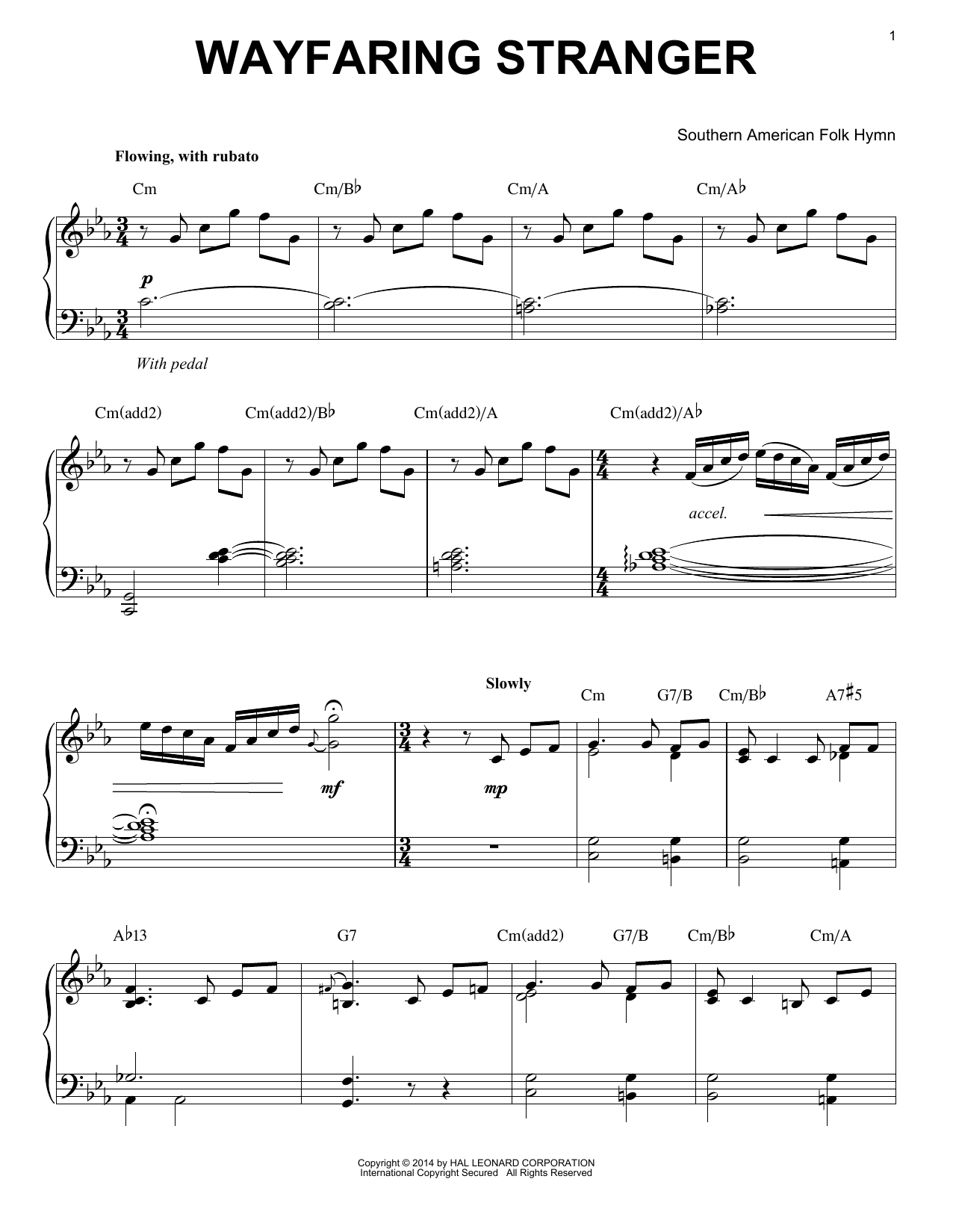 Download Southern American Folksong Wayfaring Stranger Sheet Music and learn how to play Piano PDF digital score in minutes