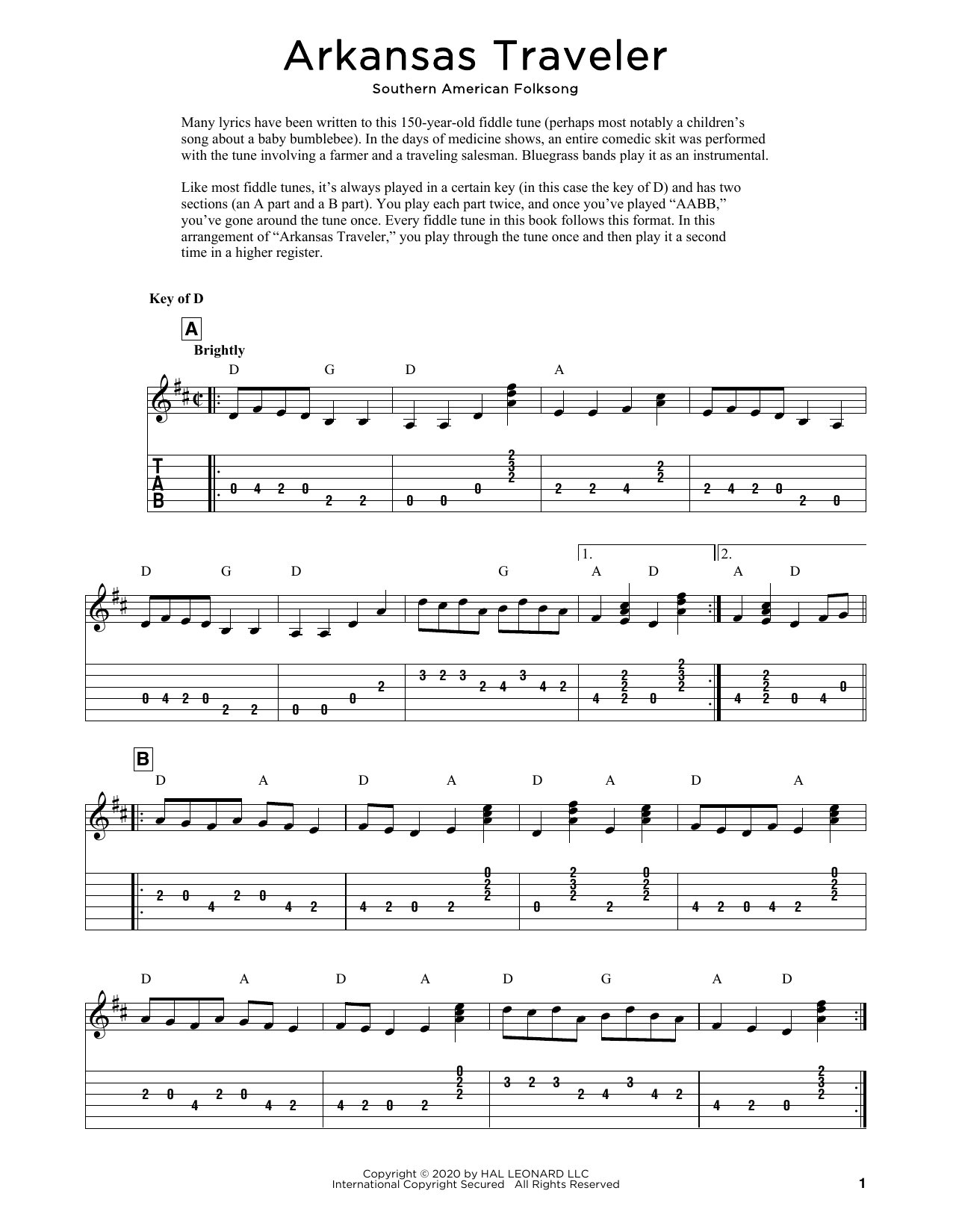 Download Southern American Folksong Arkansas Traveler (arr. Fred Sokolow) Sheet Music and learn how to play Mandolin PDF digital score in minutes