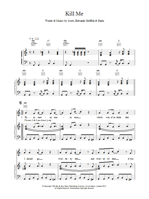 Download Space Kill Me Sheet Music and learn how to play Piano, Vocal & Guitar (Right-Hand Melody) PDF digital score in minutes