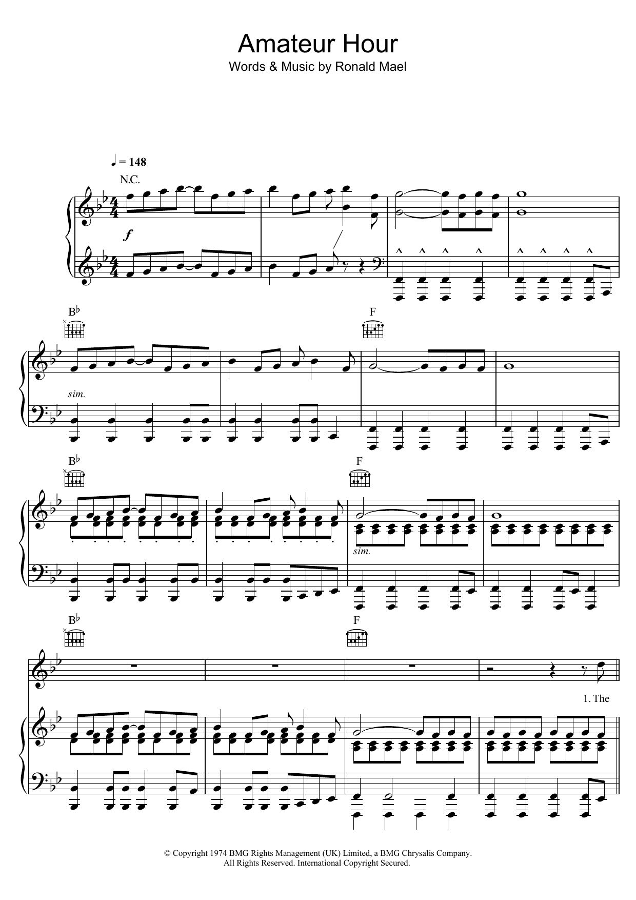 Download Sparks Amateur Hour Sheet Music and learn how to play Piano, Vocal & Guitar (Right-Hand Melody) PDF digital score in minutes