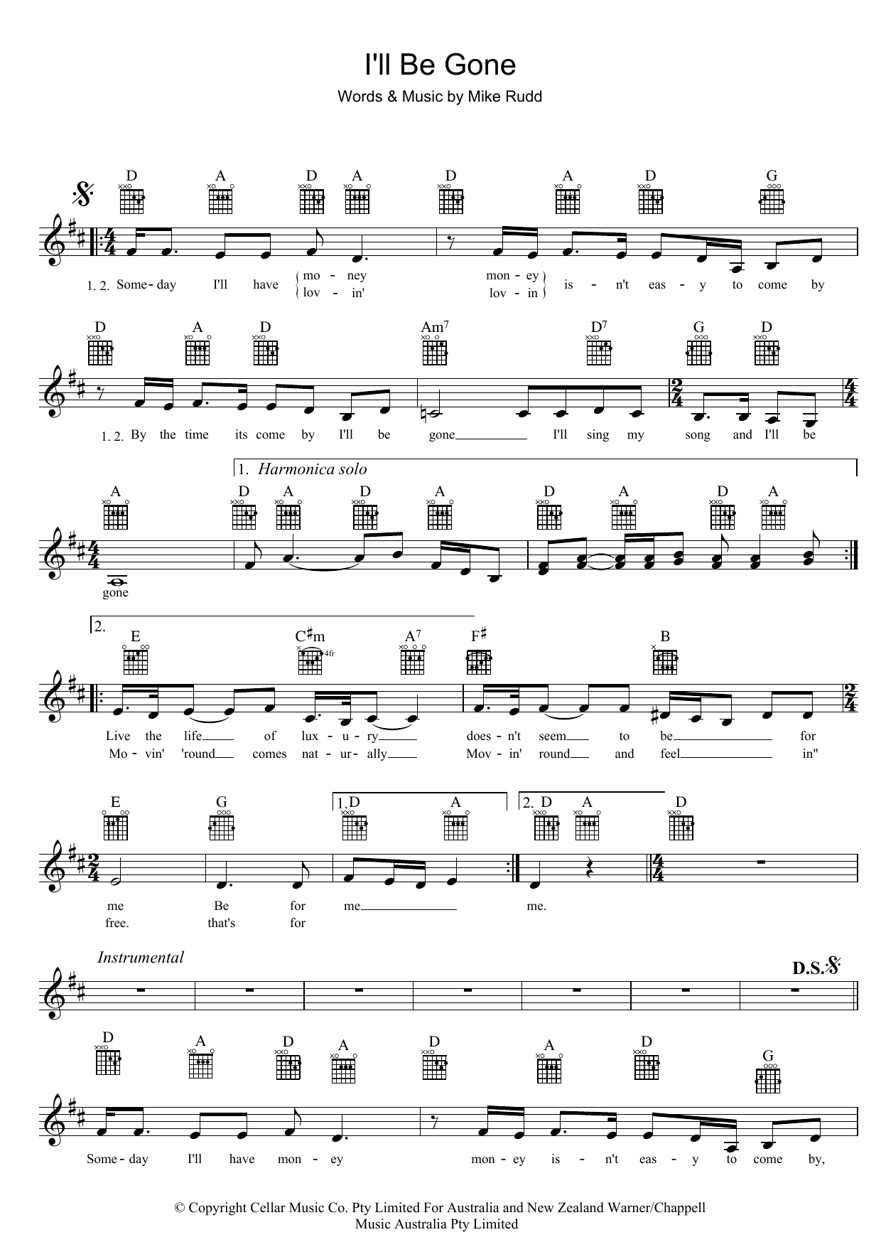 Download Spectrum I'll Be Gone Sheet Music and learn how to play Easy Piano PDF digital score in minutes
