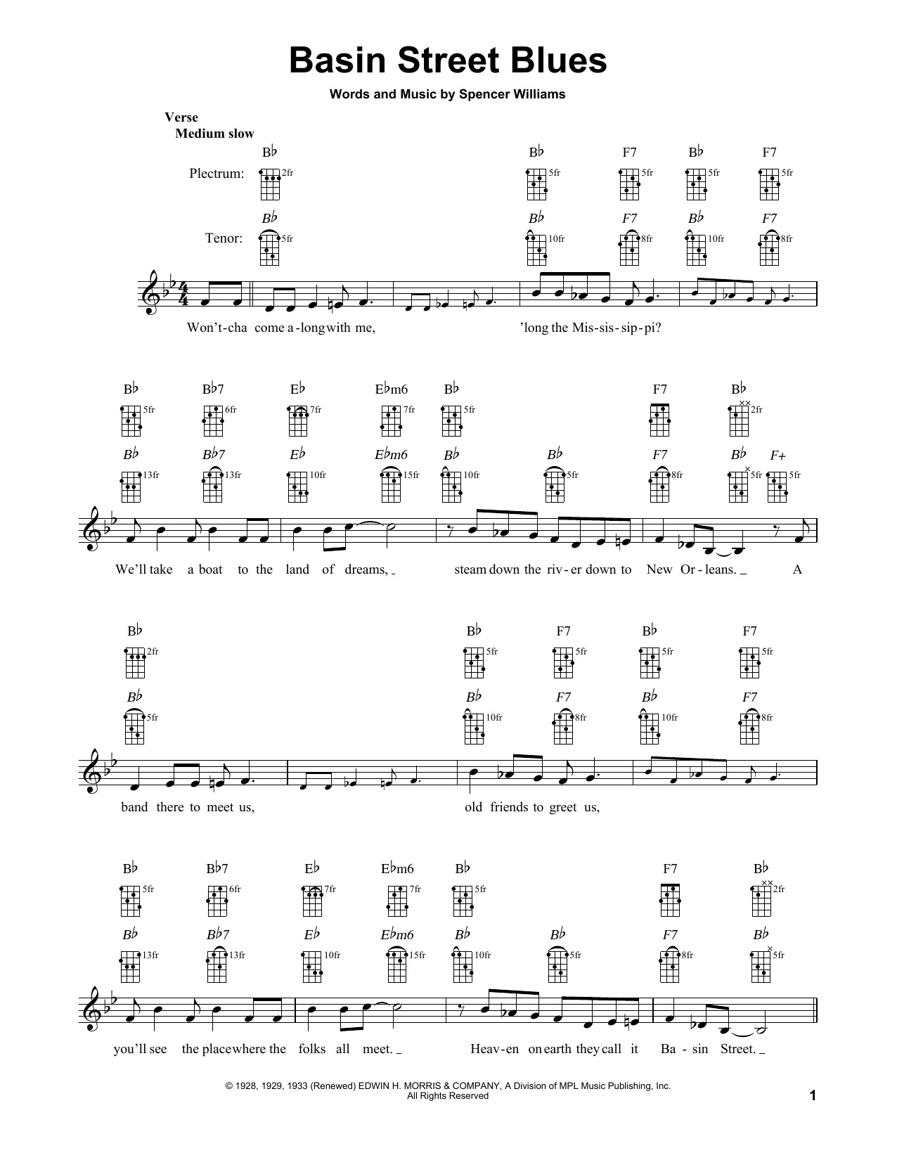 Download Spencer Williams Basin Street Blues Sheet Music and learn how to play Oboe Solo PDF digital score in minutes