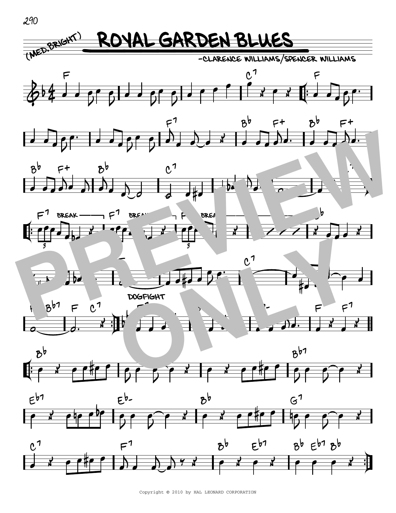 Download Spencer Williams Royal Garden Blues (arr. Robert Rawlins) Sheet Music and learn how to play Real Book – Melody, Lyrics & Chords PDF digital score in minutes