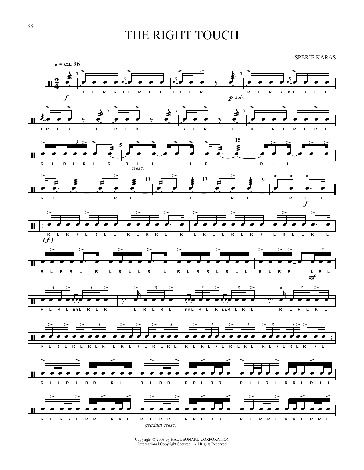 Download Sperie Karas The Right Touch Sheet Music and learn how to play Snare Drum Solo PDF digital score in minutes