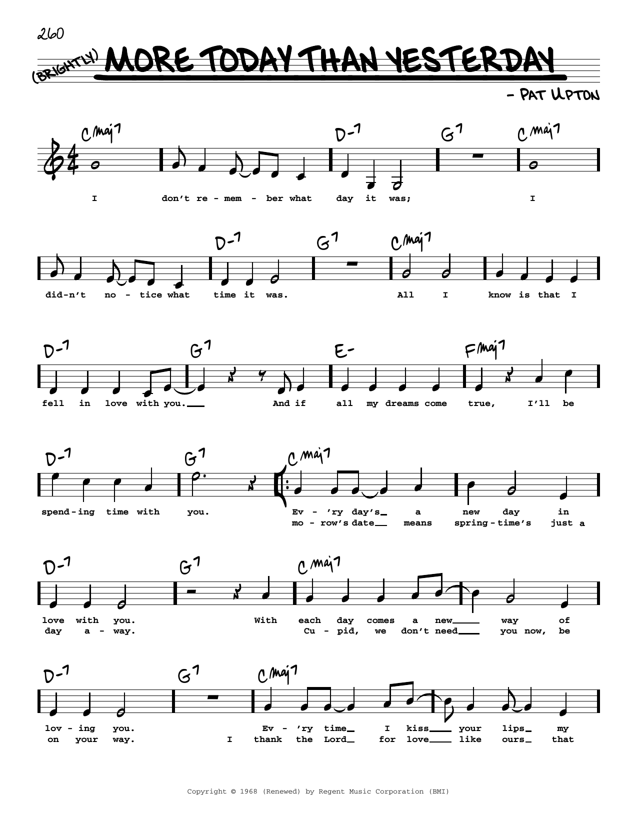 Download Spiral Starecase More Today Than Yesterday (High Voice) Sheet Music and learn how to play Real Book – Melody, Lyrics & Chords PDF digital score in minutes