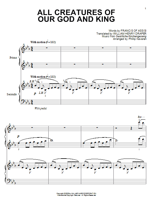 Download Francis of Assisi All Creatures Of Our God And King Sheet Music and learn how to play Piano PDF digital score in minutes