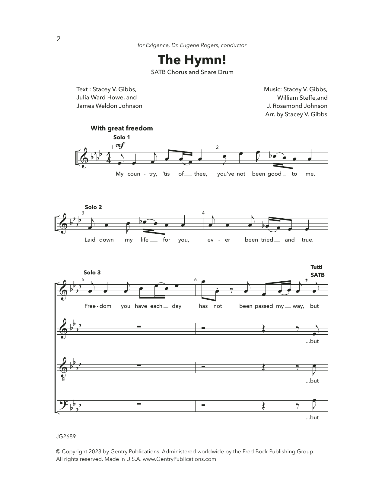 Download Stacey V. Gibbs The Hymn! Sheet Music and learn how to play Choir PDF digital score in minutes