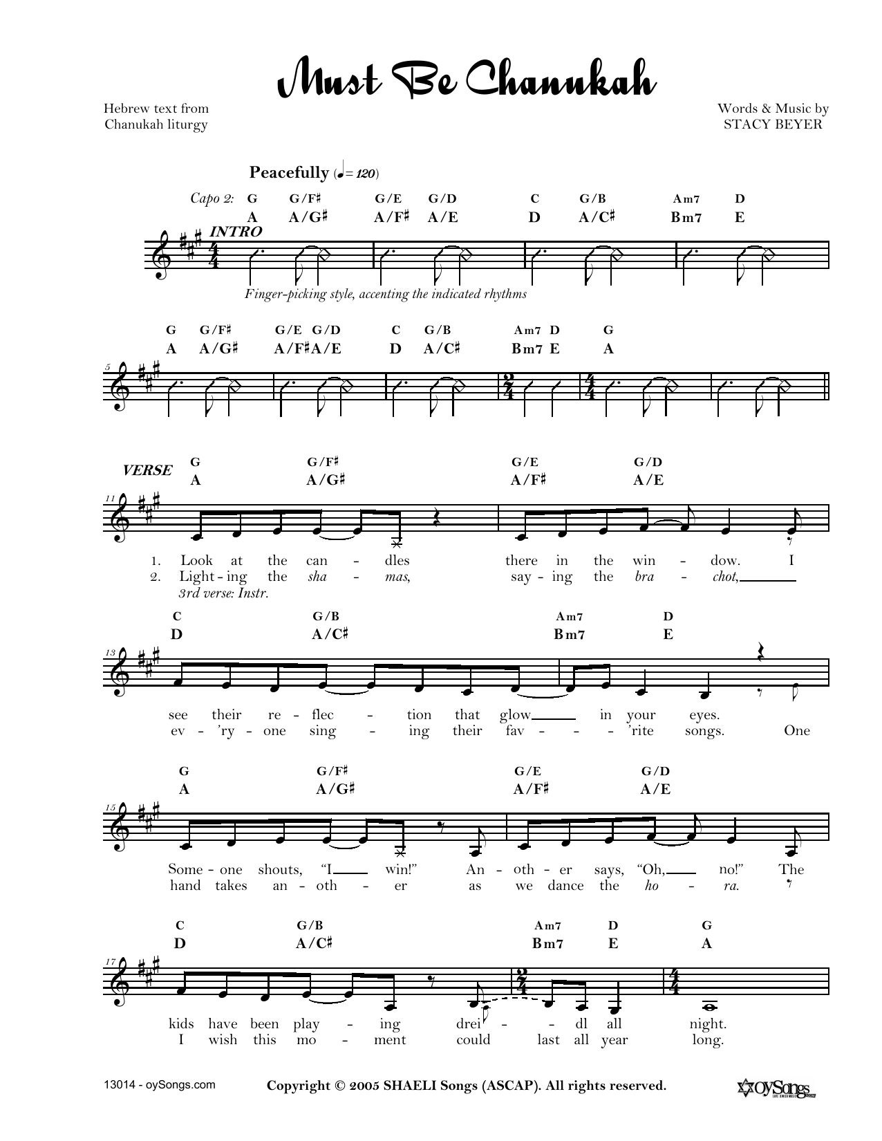 Download Stacy Beyer Must Be Chanukah Sheet Music and learn how to play Real Book – Melody, Lyrics & Chords PDF digital score in minutes