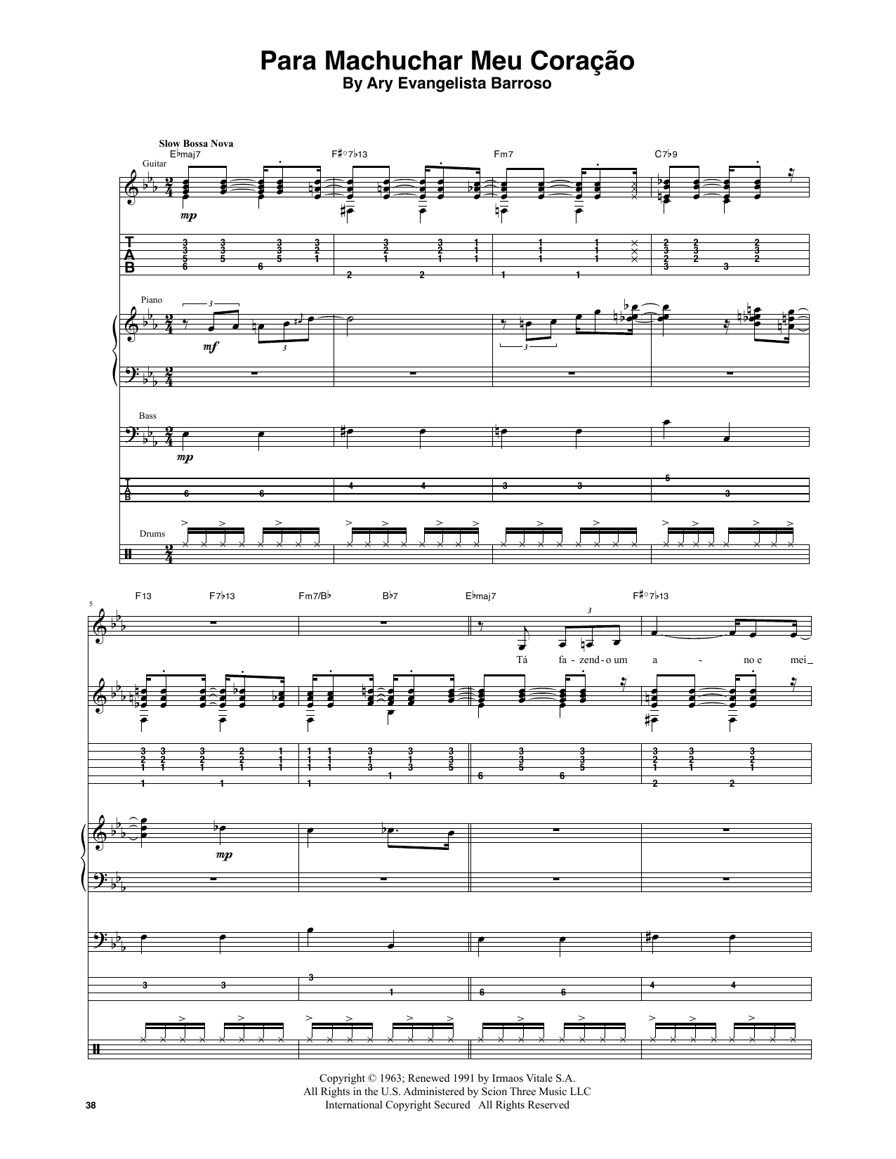 Download Stan Getz & João Gilberto Para Machuchar Meu Coracao Sheet Music and learn how to play Transcribed Score PDF digital score in minutes