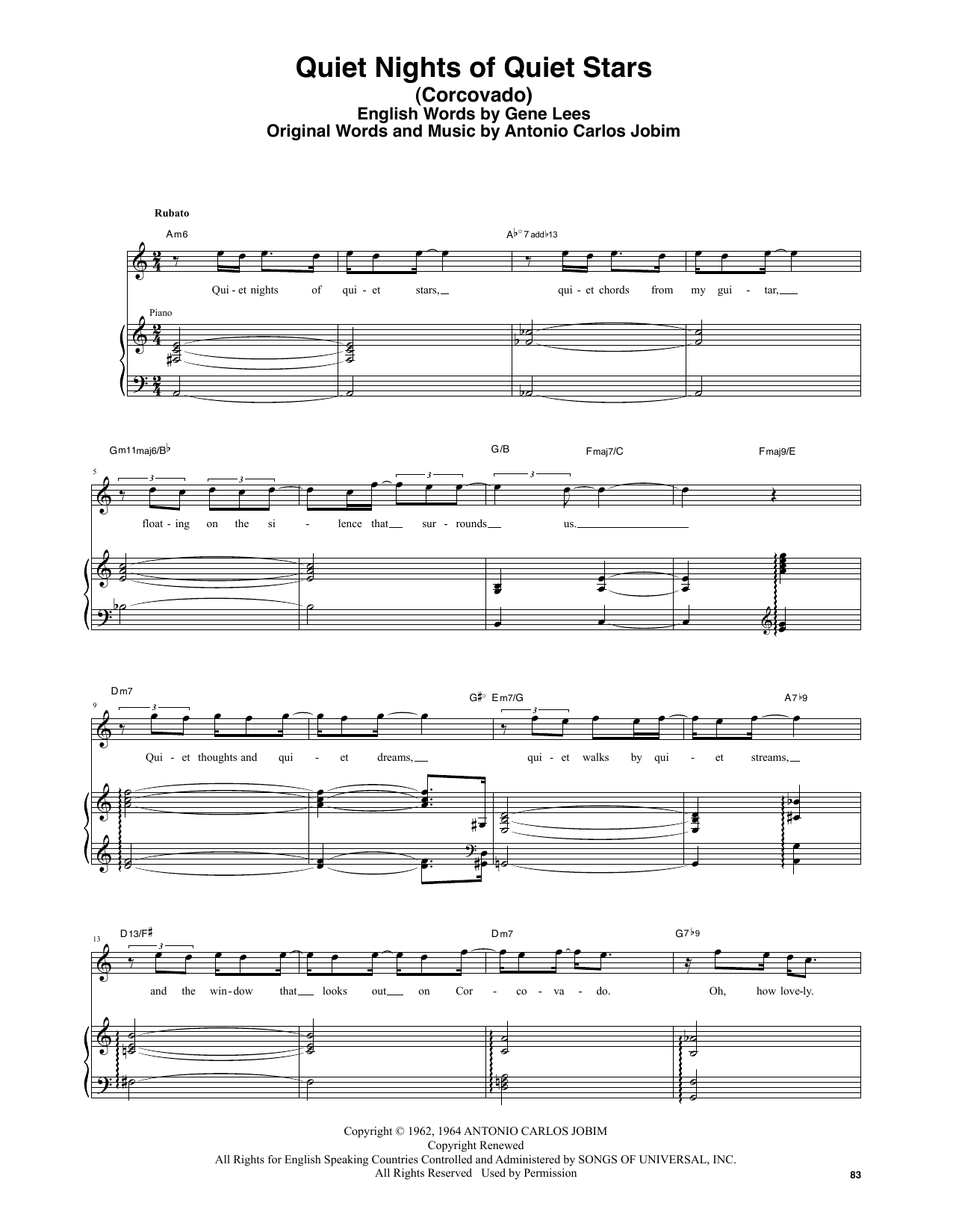 Download Stan Getz & João Gilberto Quiet Nights Of Quiet Stars (Corcovado) Sheet Music and learn how to play Transcribed Score PDF digital score in minutes